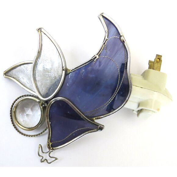 Stained Glass Angel Nightlight with Dove Purple/Clear EUC - Picture 4 of 5